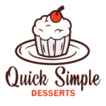 Logo of "Quick Simple Desserts" with an illustration of a cupcake topped with a cherry on a plate.