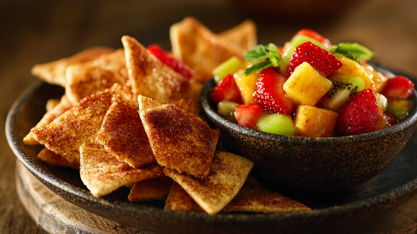 Read more about the article Cinnamon Sugar Tortilla Chips with Fruit Salsa – Easy Dessert Snack Recipe